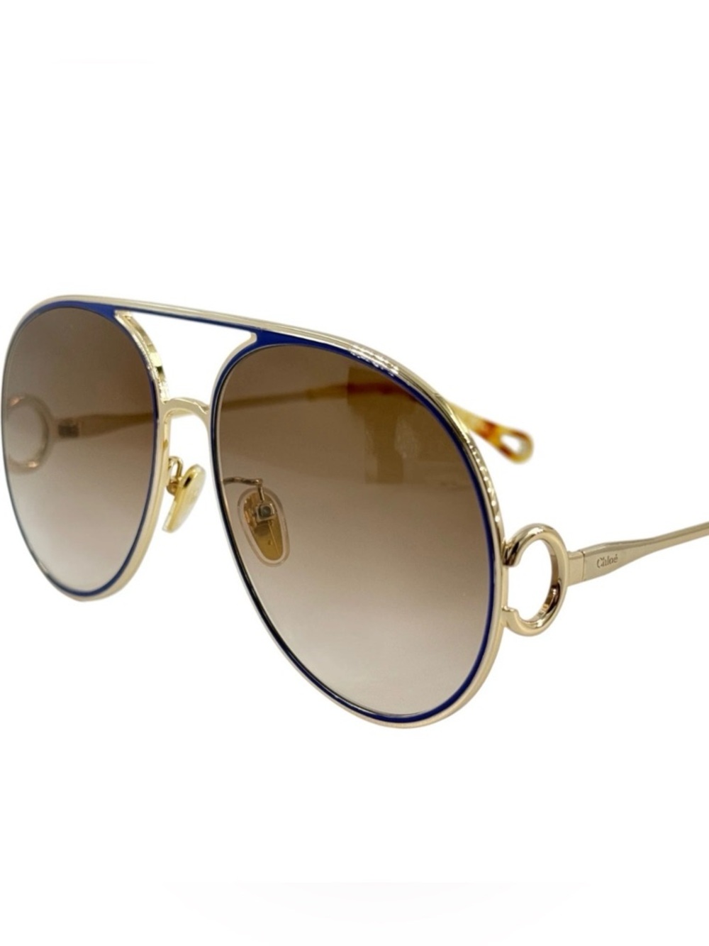 Chloe CH0145S Womens Metal Aviator Sunglass 003 Gold Blue 61-16 Italy w Case